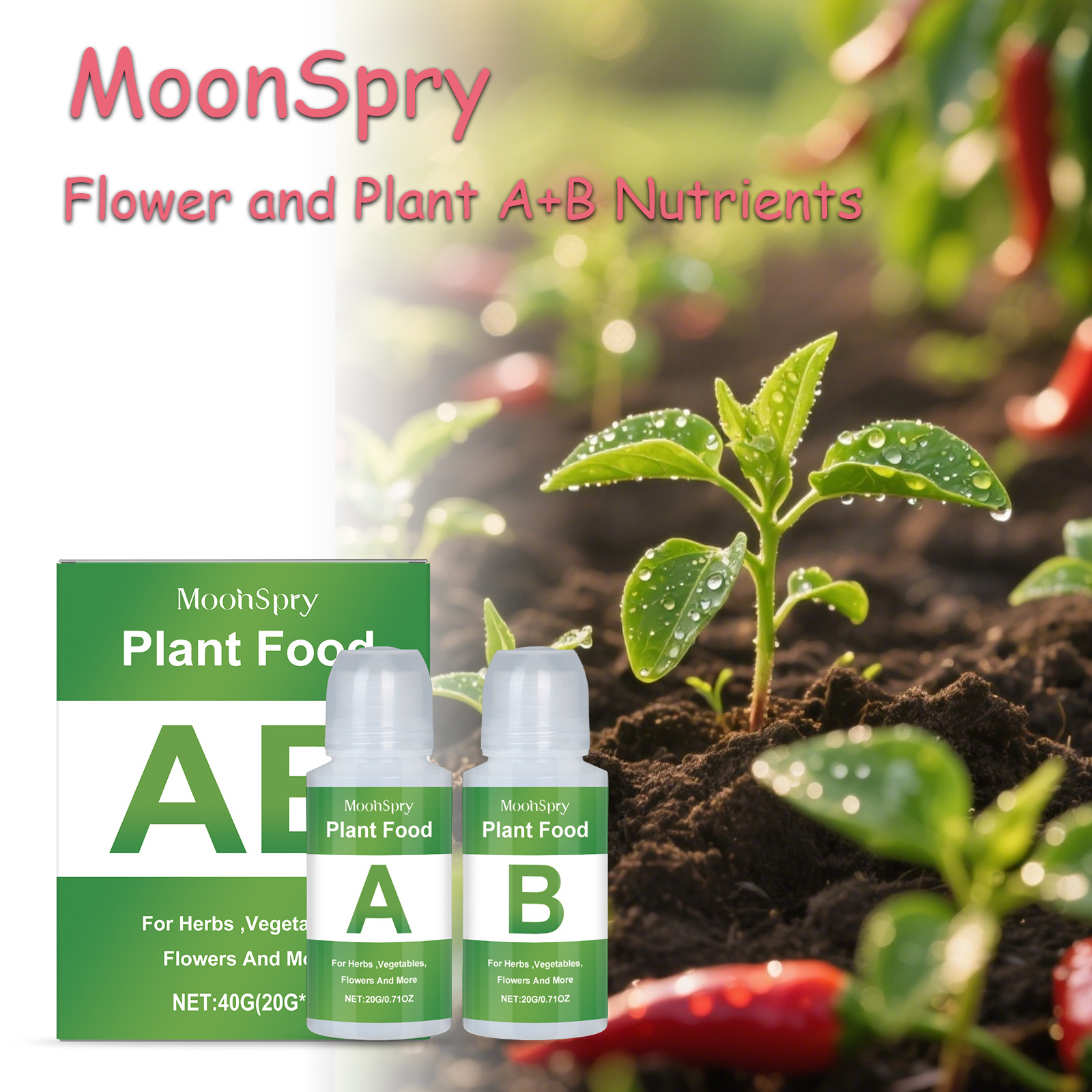 Nutrient Solution Ab - MoonSpry Hydroponic Nutrient Solution AB Two